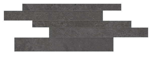 Mosaic tile Impact Graphite brick strips on mesh of 29.5x60 rectified