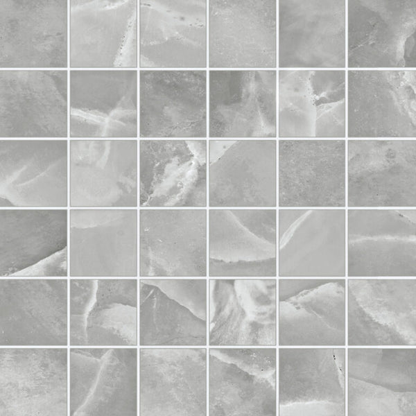 Mosaico Ónix y Gris pulido de 5x5 en malla de 30x30