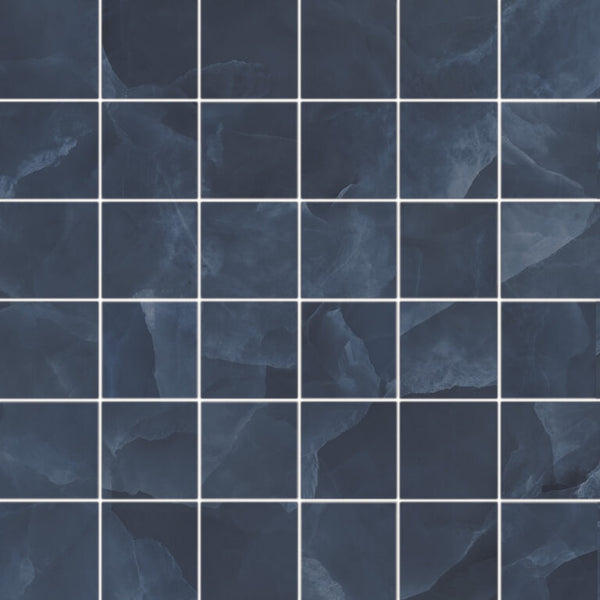Ónix y Mosaico Azul pulido 5x5 en malla de 30x30