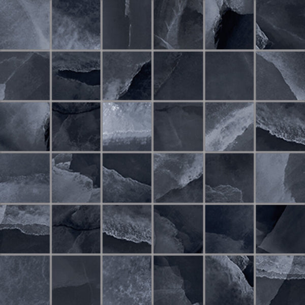 Onyx y mosaico negro pulido de 5x5 en malla de 30x30