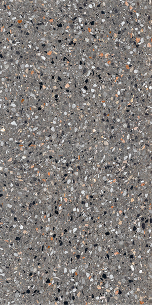 Vloertegel Medley terrazzo Antracite 60x120 rett