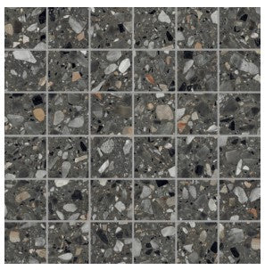 Medley terrazo Antracita mosaico de 5x5 en malla de 30x30