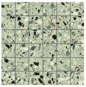 Mosaico de hoja de terrazo Medley 5x5 en malla de 30x30