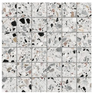 Medley Terrazzo White mosaic 5x5 on 30x30 mesh
