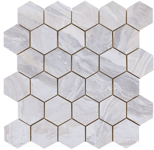 Luxury Hexagon Mosaic White polished 26.3x27.4