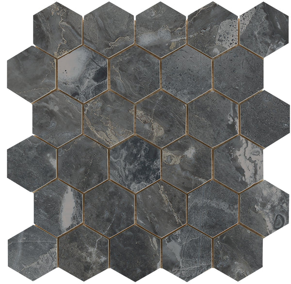 Luxury hexagon mosaic Dark polished 26.3x27.4