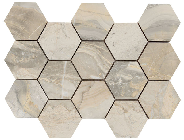 Luxury Hexagon Mosaic Ample Beige Polished 32.5x22.5