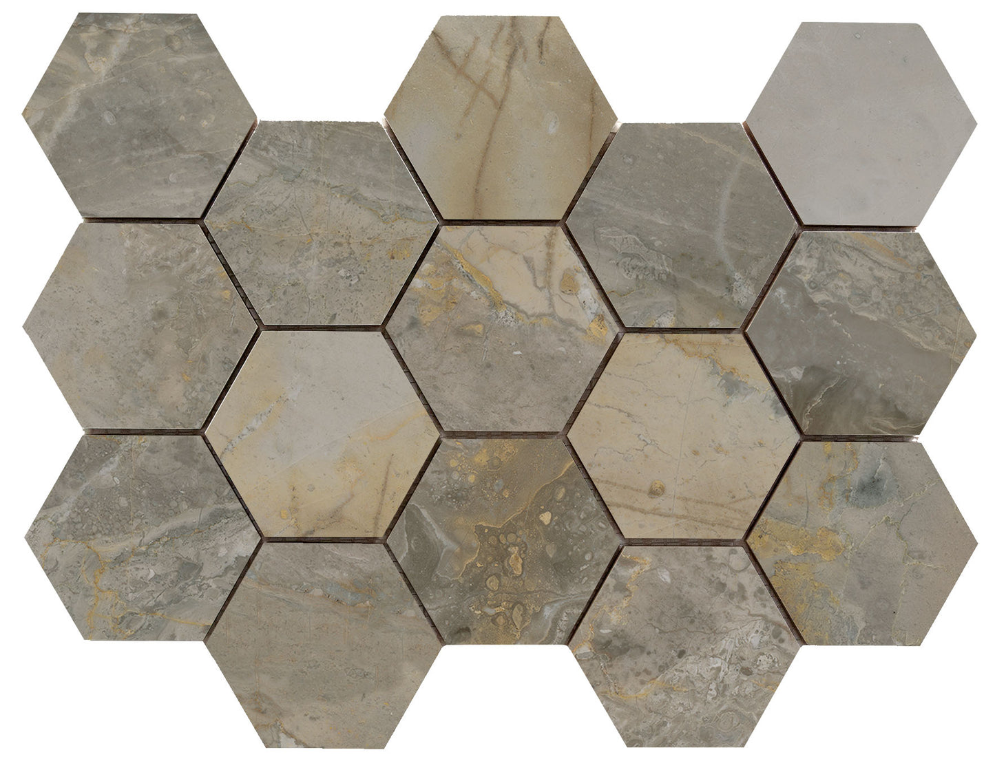 Luxury hexagon mozaiek Ample Nature gepolijst 32,5x22,5 - WDtegels