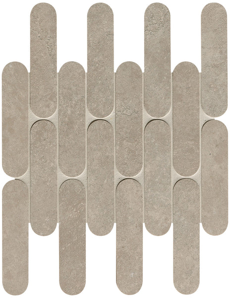 Nobu Grey curve mosaic 3.5x14.5 on a 29x29.5 mesh