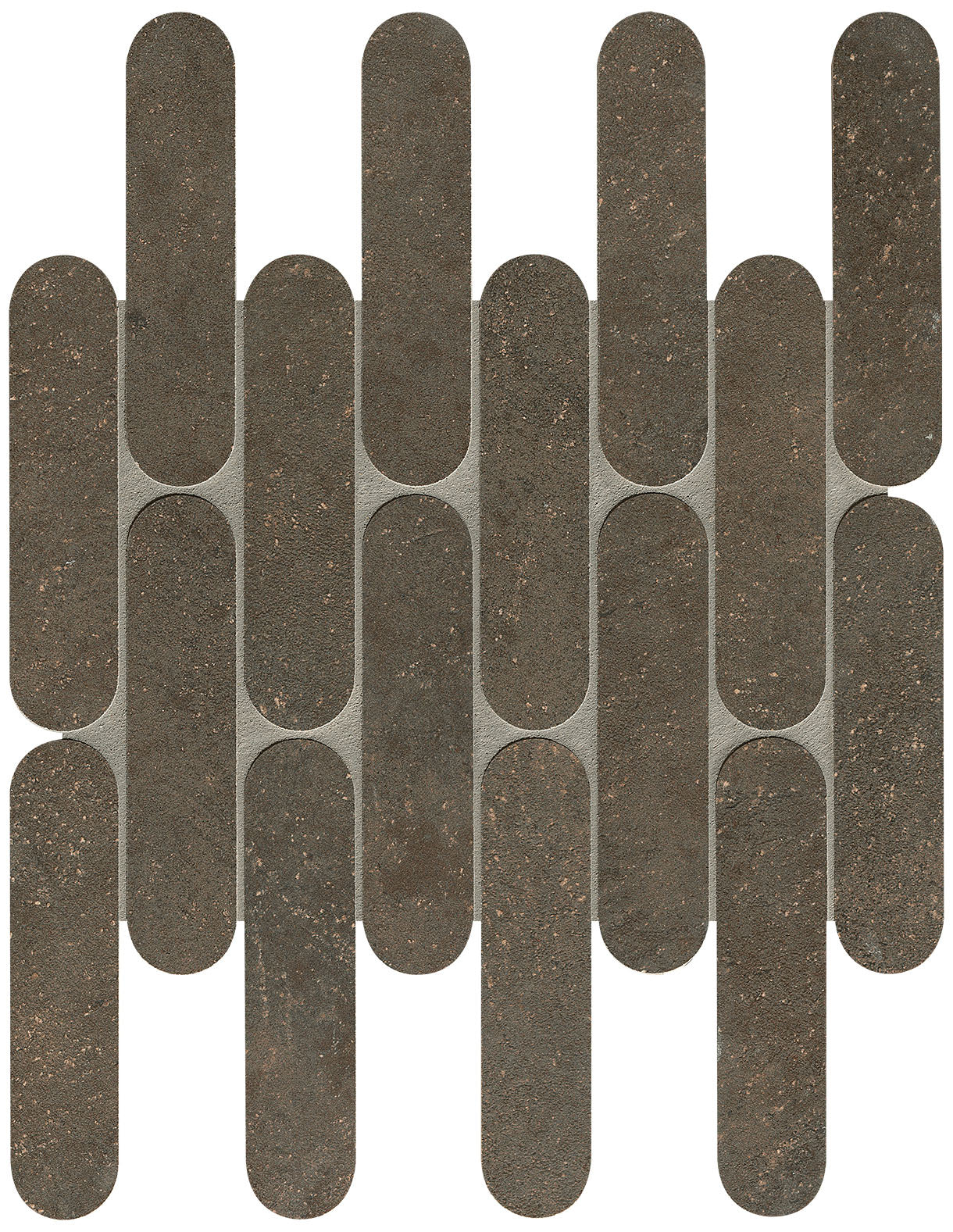 Nobu Cocoa curve mosaico 3,5x14,5 op net van 29x29,5 - WDtegels