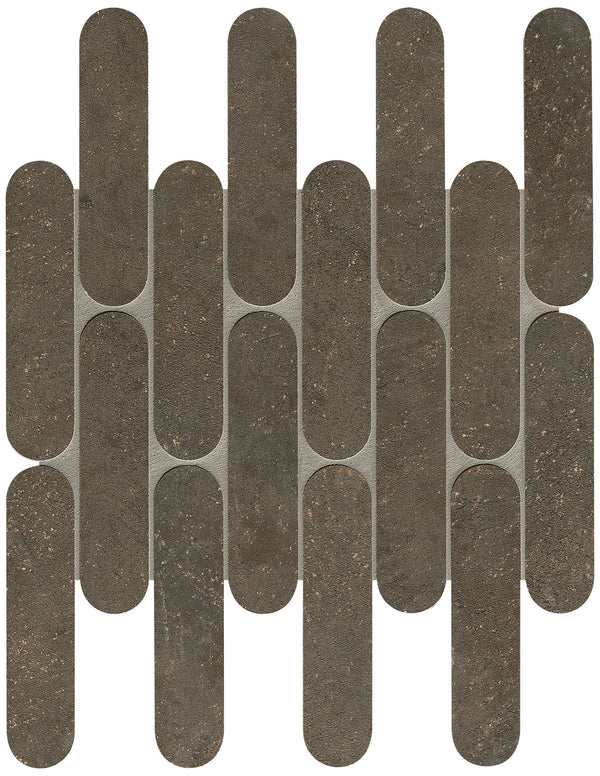 Nobu Cocoa curve mosaico 3,5x14,5 op net van 29x29,5
