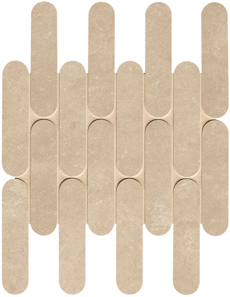 Nobu Beige curve mosaic 3.5x14.5 on a 29x29.5 net