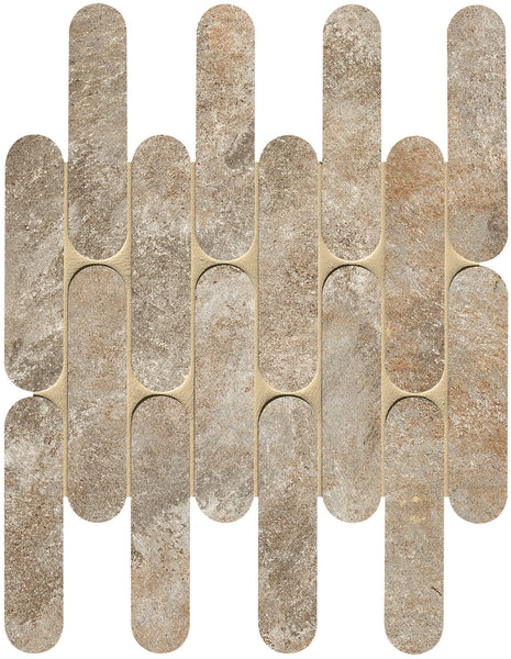 Nobu Slate curve mosaic 3.5x14.5 on 29x29.5 mesh