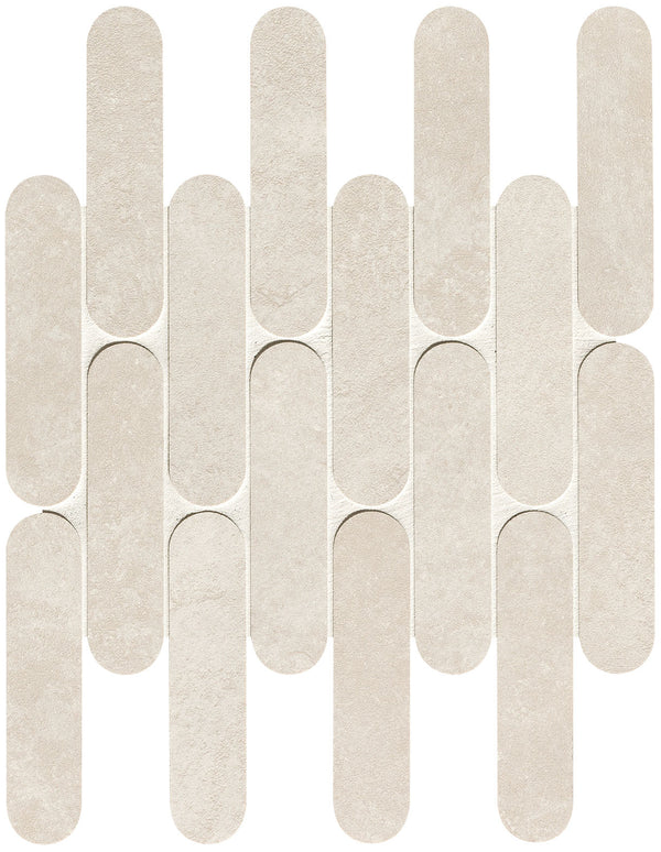 Nobu White curve mosaic 3.5x14.5 on 29x29.5 sheet