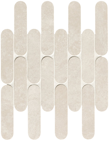 Nobu White curve mosaic 3.5x14.5 on 29x29.5 sheet