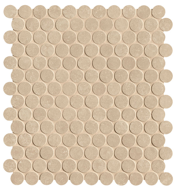 Nobu Beige round mosaico 2,2cm rond op net van 29x32,5