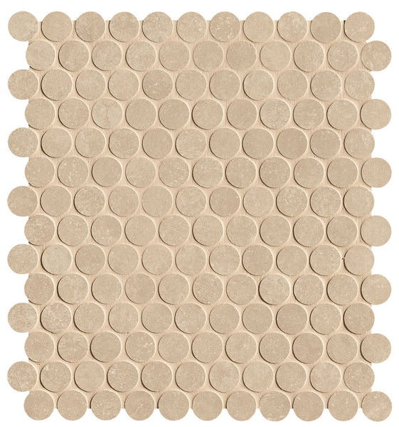 Nobu Beige round mosaic 2.2cm round on net of 29x32.5