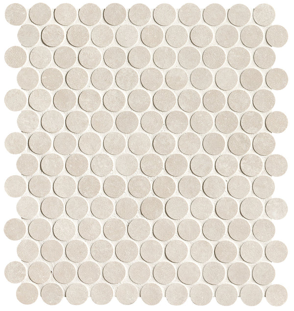 Nobu White round mosaico 2,2cm rond op net van 29x32,5