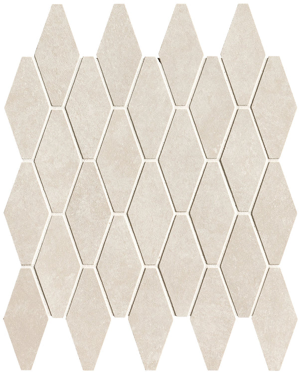 Nobu White rombi mosaico 5x11,5 rond op net van 31x35,5
