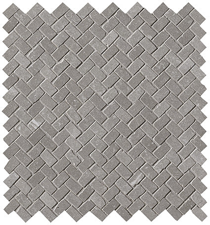 Maku Grey spine mosaic mat antique 1.3x2.3 on mesh