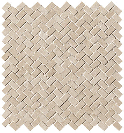 Maku Sand espiga mosaico mate envejecido 1,3x2,3 en malla
