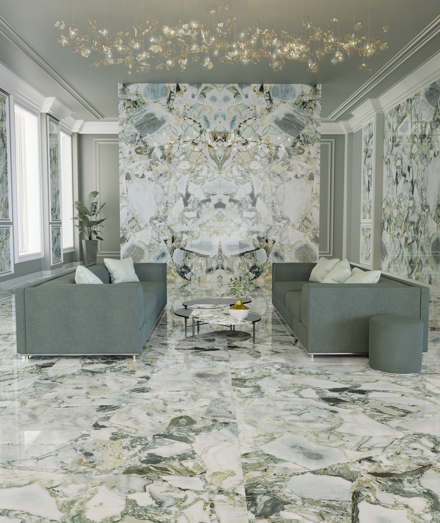 Slab White Beauty gepolijst 120x280 rett Bookmatch B - WDtegels