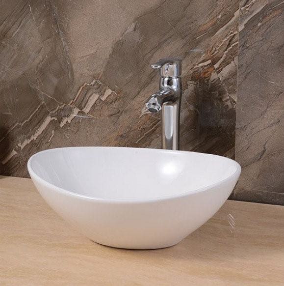 Lorens Oval Washbasin 40x33x14.5cm White