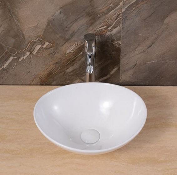 Lorens Oval Washbasin 40x33x14.5cm White