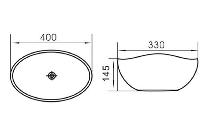 Lorens Oval Washbasin 40x33x14.5cm White