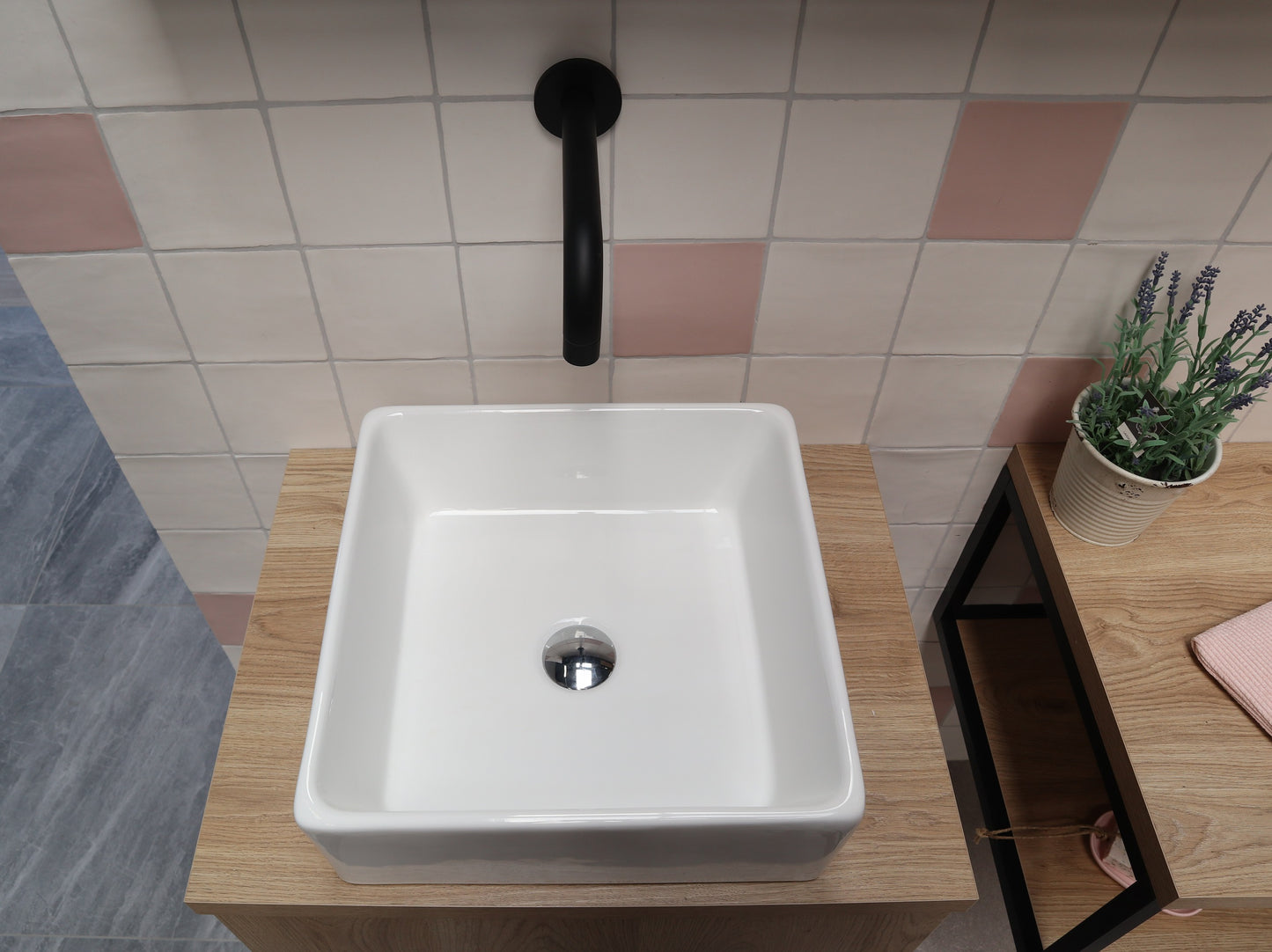 Lavabo de cerámica blanco 38x38x13cm