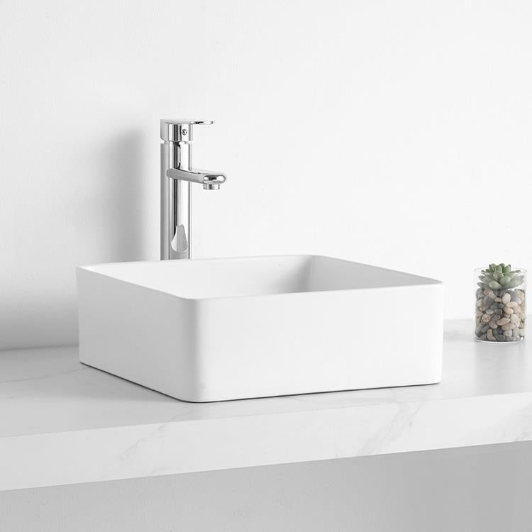 Lavabo de cerámica blanco 38x38x13cm