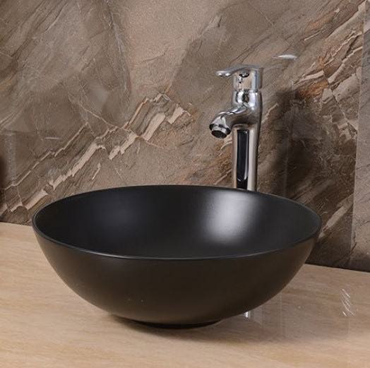 Lavabo sobre encimera Lorens redondo 40x40x13,5cm negro mate