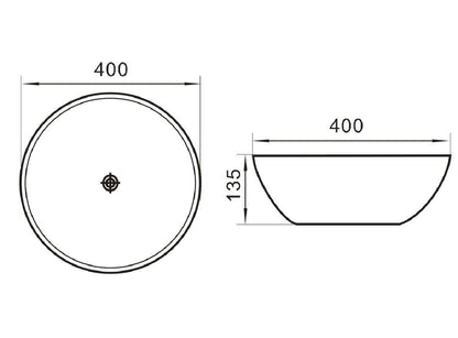 Lavabo sobre encimera Lorens redondo 40x40x13,5cm negro mate