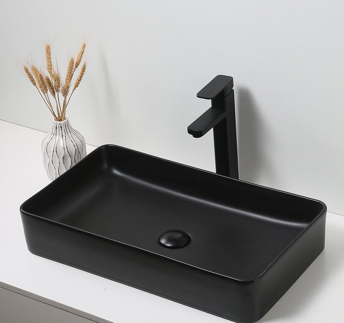 Lorens Rectangular Washbasin 60x34x11cm Matte Black