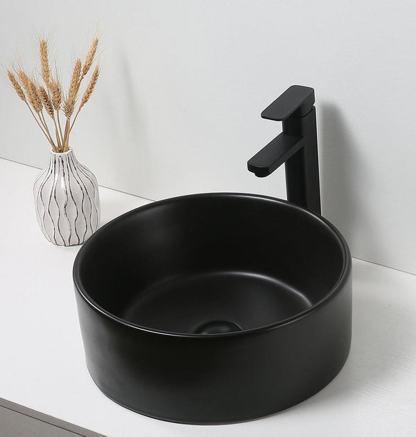 Waskom Opbouw Lorens Cilinder | 40x40x15cm | Mat Zwart