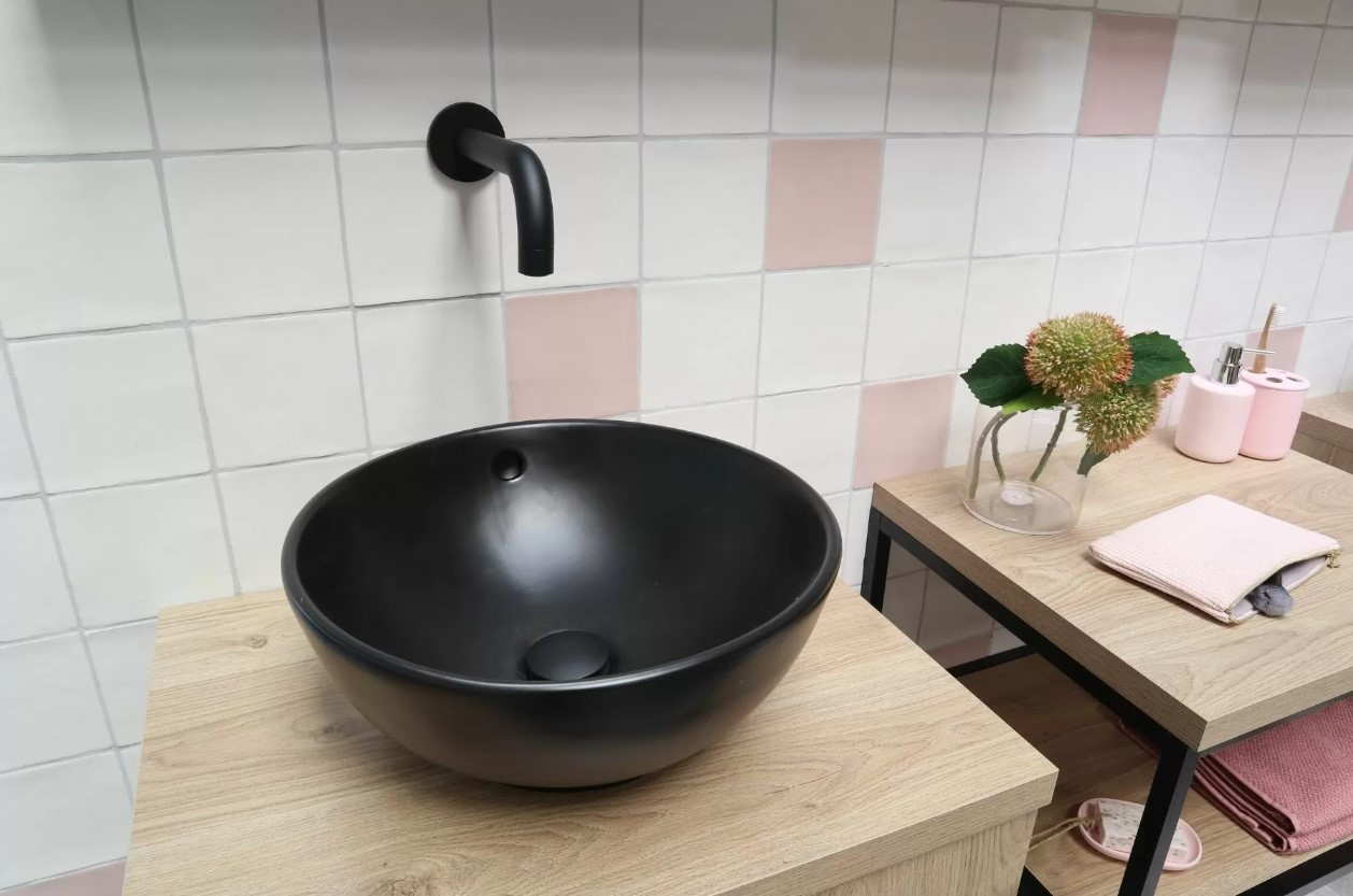 Waskom keramiek mat zwart 38x38x15cm - WDtegels
