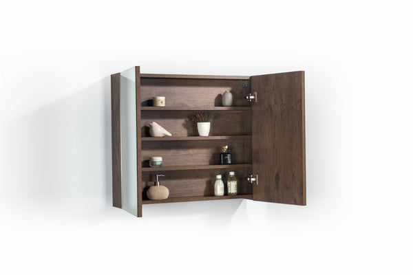 Armario con espejo Tieme 80x70x16cm roble oscuro mate