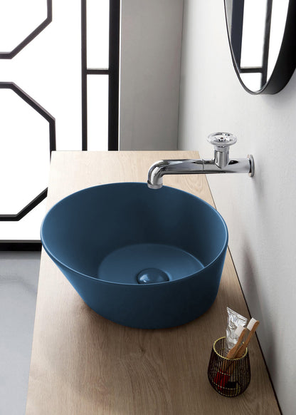 Lavabo de diseño Mees redondo azul mate