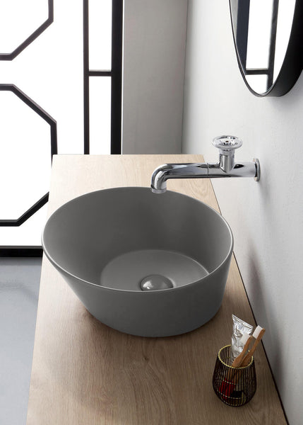 Lavabo de diseño Mees redondo gris mate
