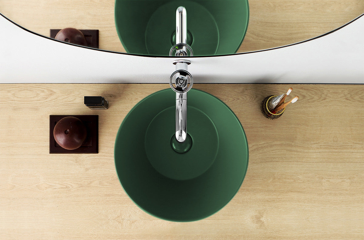 Lavabo de diseño Mees redondo verde mate