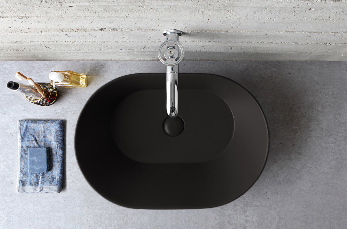 Mees design waskom ovaal mat zwart