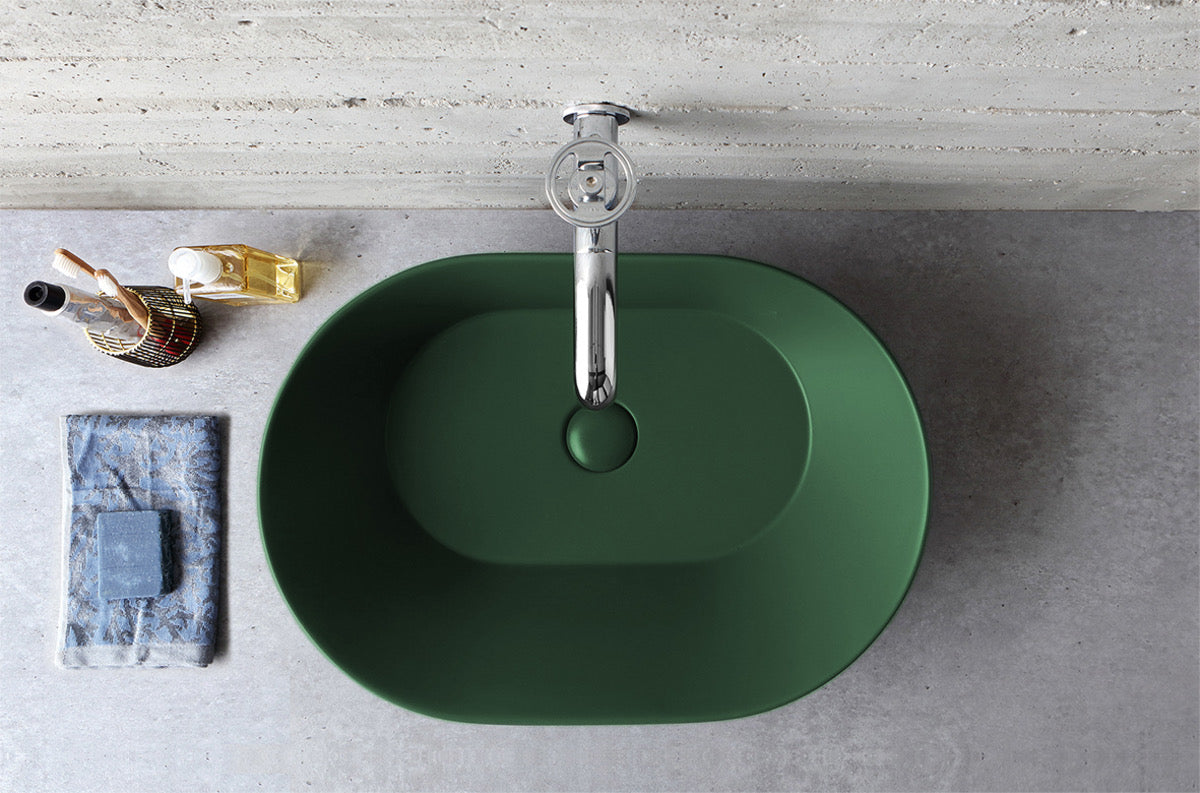 Mees design waskom ovaal mat groen