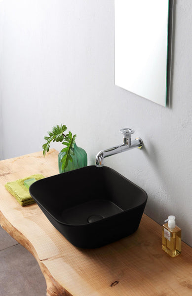Lavabo de diseño Mees cuadrado negro mate
