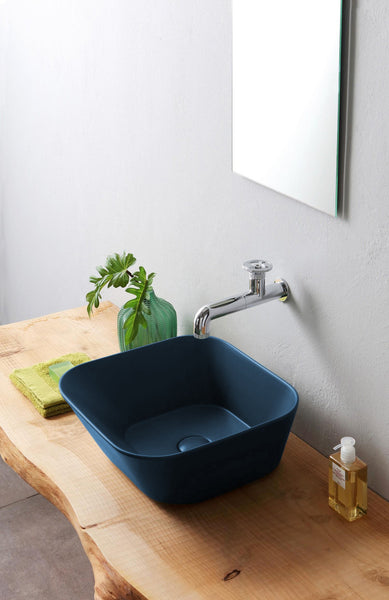 Lavabo de diseño Mees cuadrado azul mate