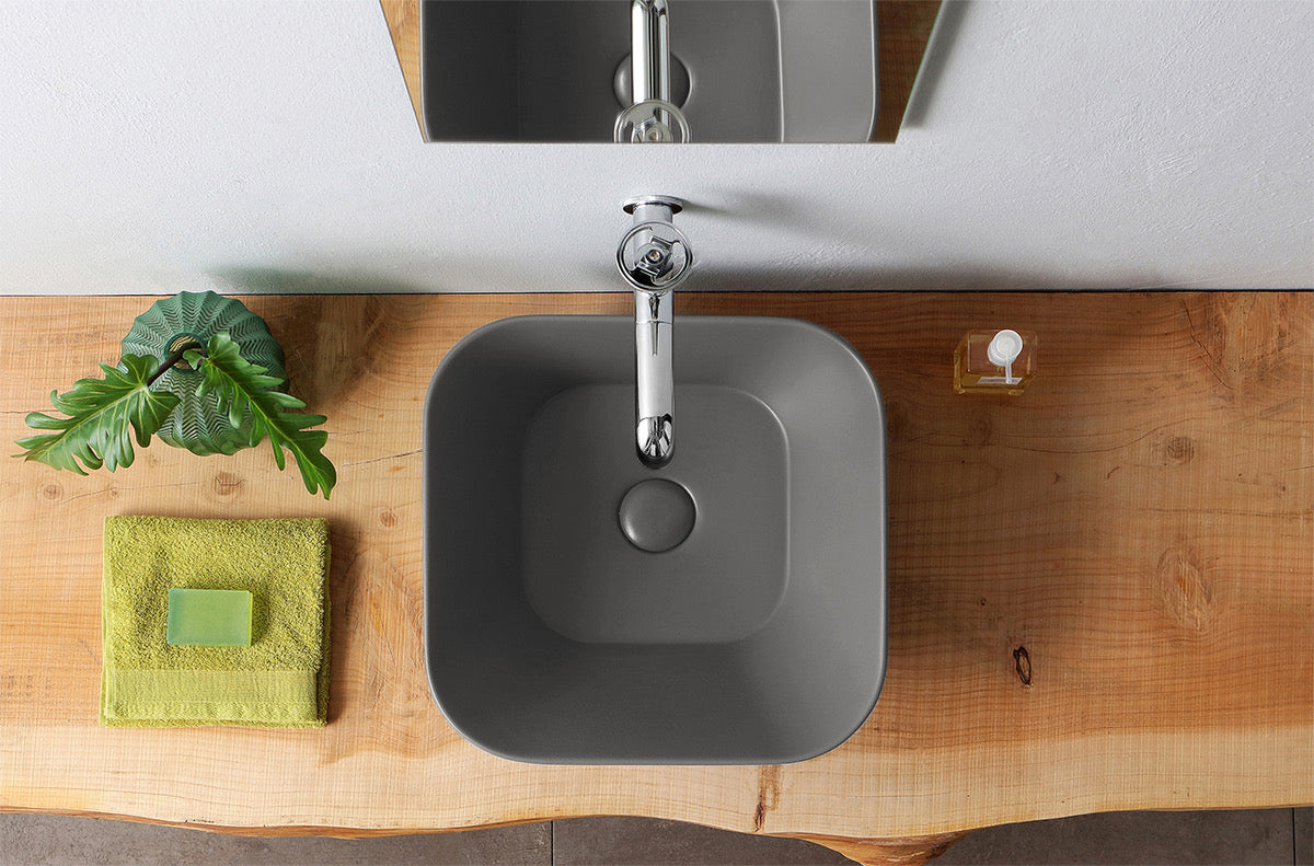 Lavabo de diseño Mees cuadrado gris mate