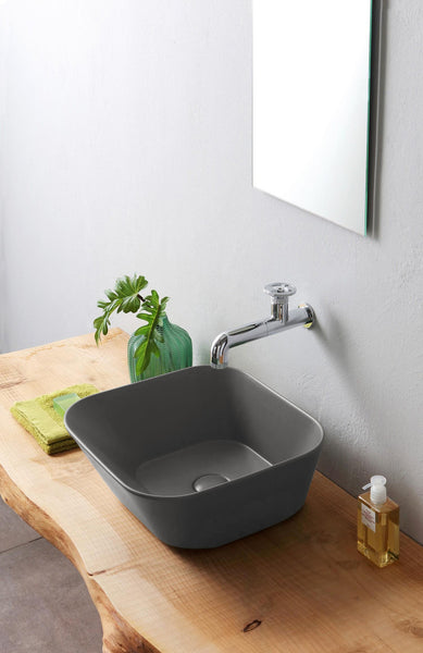Lavabo de diseño Mees cuadrado gris mate