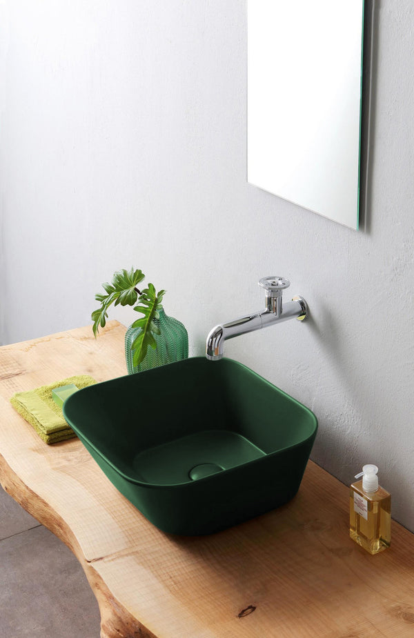 Mees design waskom vierkant | 42x42x16,5cm | Mat groen