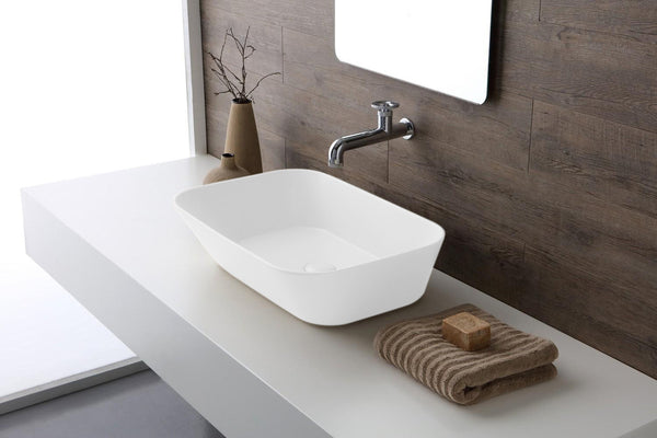 Lavabo de diseño Mees rectangular blanco mate