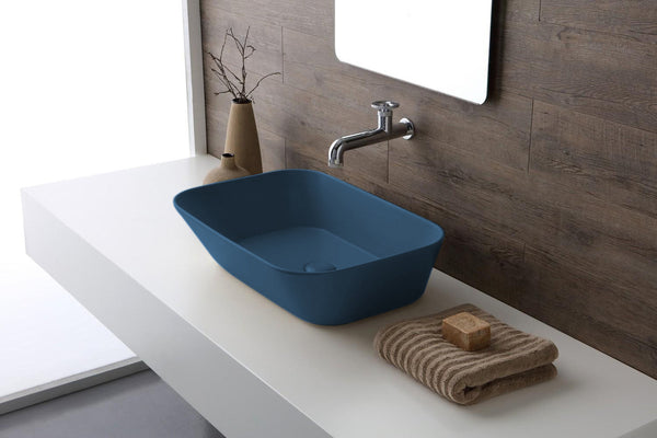 Lavabo de diseño Mees rectangular azul mate