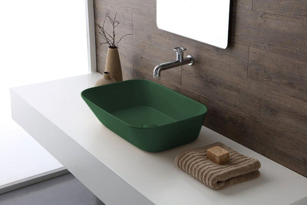 Lavabo de diseño Mees rectangular verde mate